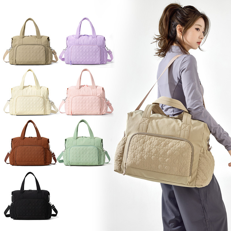 Yoga Fitness Bag - กระเป๋าสะพายข้างสำหรับเดินทางแบบแยกส่วนแห้งและเปียก ความจุขนาดใหญ่ มีหลายสี กระเป๋าโยคะฟิตเนสแบบควิลท์ กระเป๋าใส่ผ้าอ้อมสำหรับคุณแม่แบบพกพา