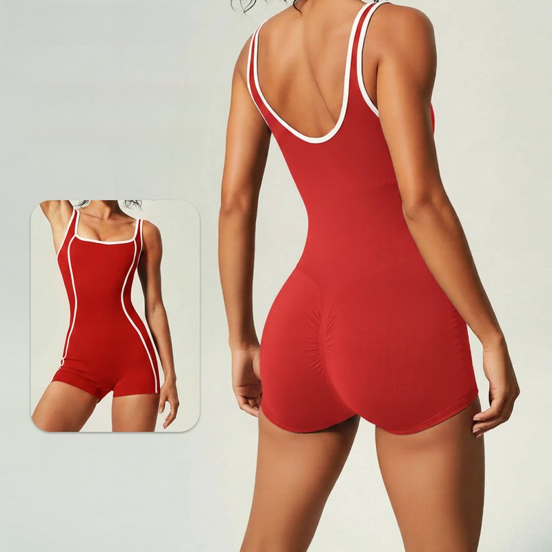 ชุดจั๊มสูทโยคะแบบท็อปแขนกุดสีส - Yoga Fitness Outfit บทวิจารณ์และราคา